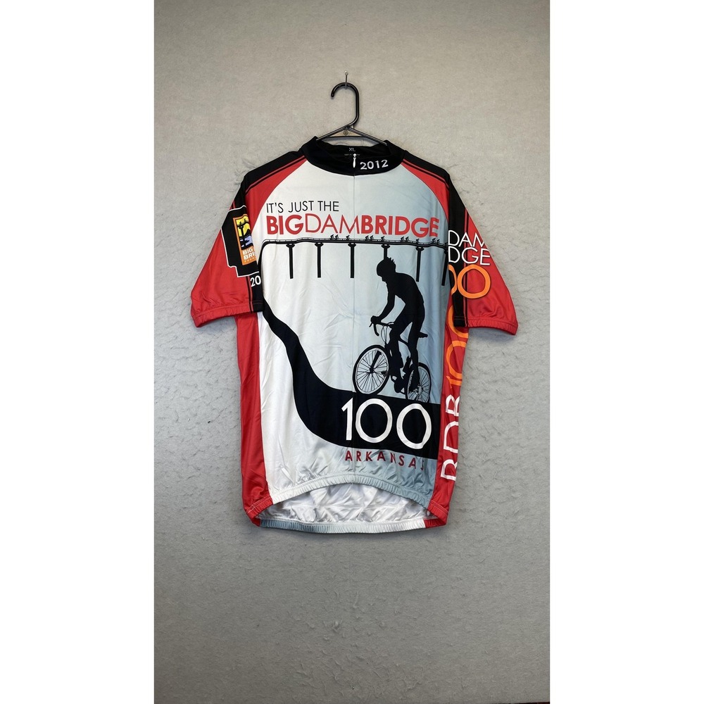 Big Dam Bridge 100 Jersey Mens XL Red Black 2012 Arkansas Cycling Short‎ Sleeve